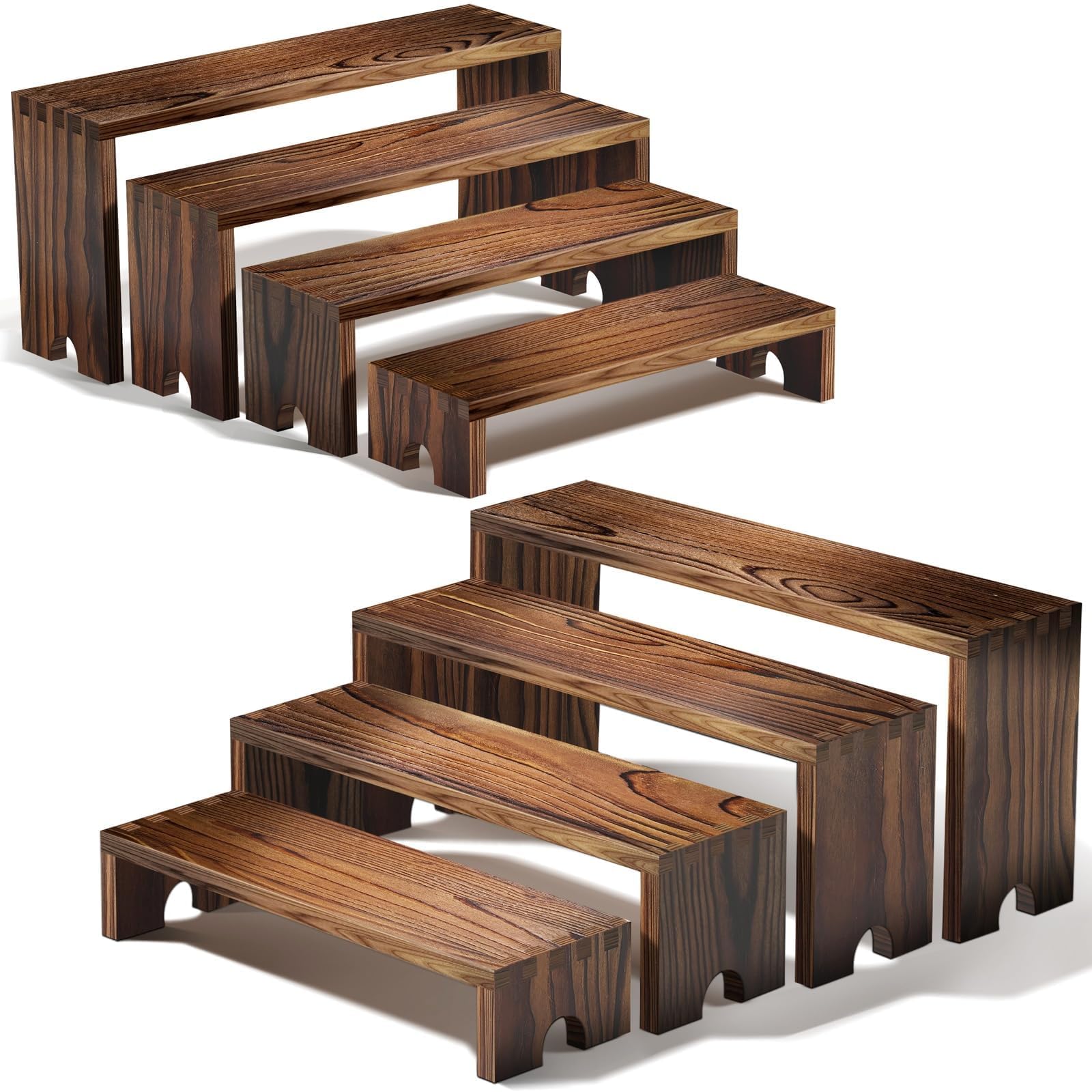Display Risers Set - 2 комплекта деревянных многоярусных подставок для